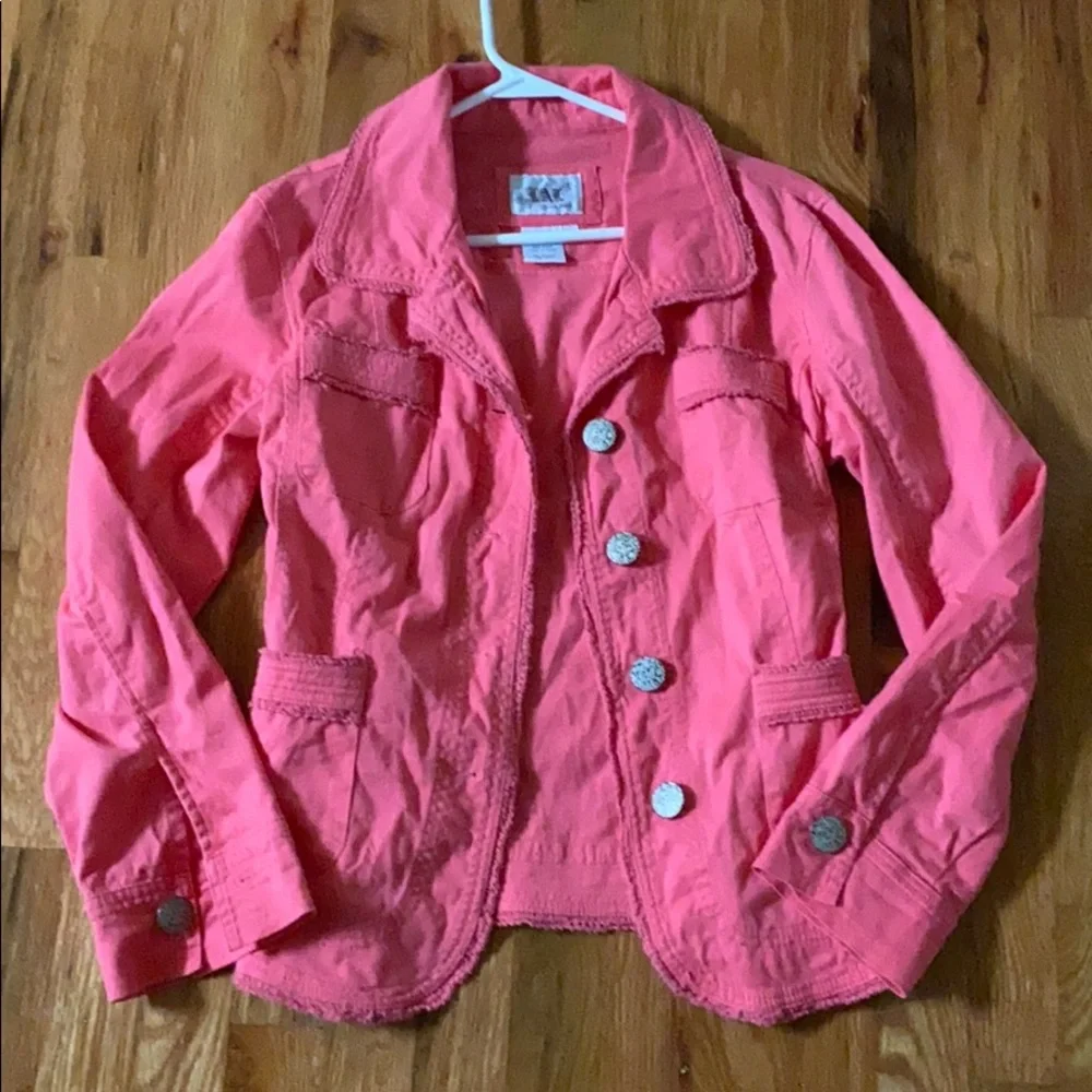 Pink button front jacket size Large - Picture 3 of 8